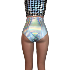 High Waisted Hot Pants - Opal Holographic Bikini - Peridot Clothing