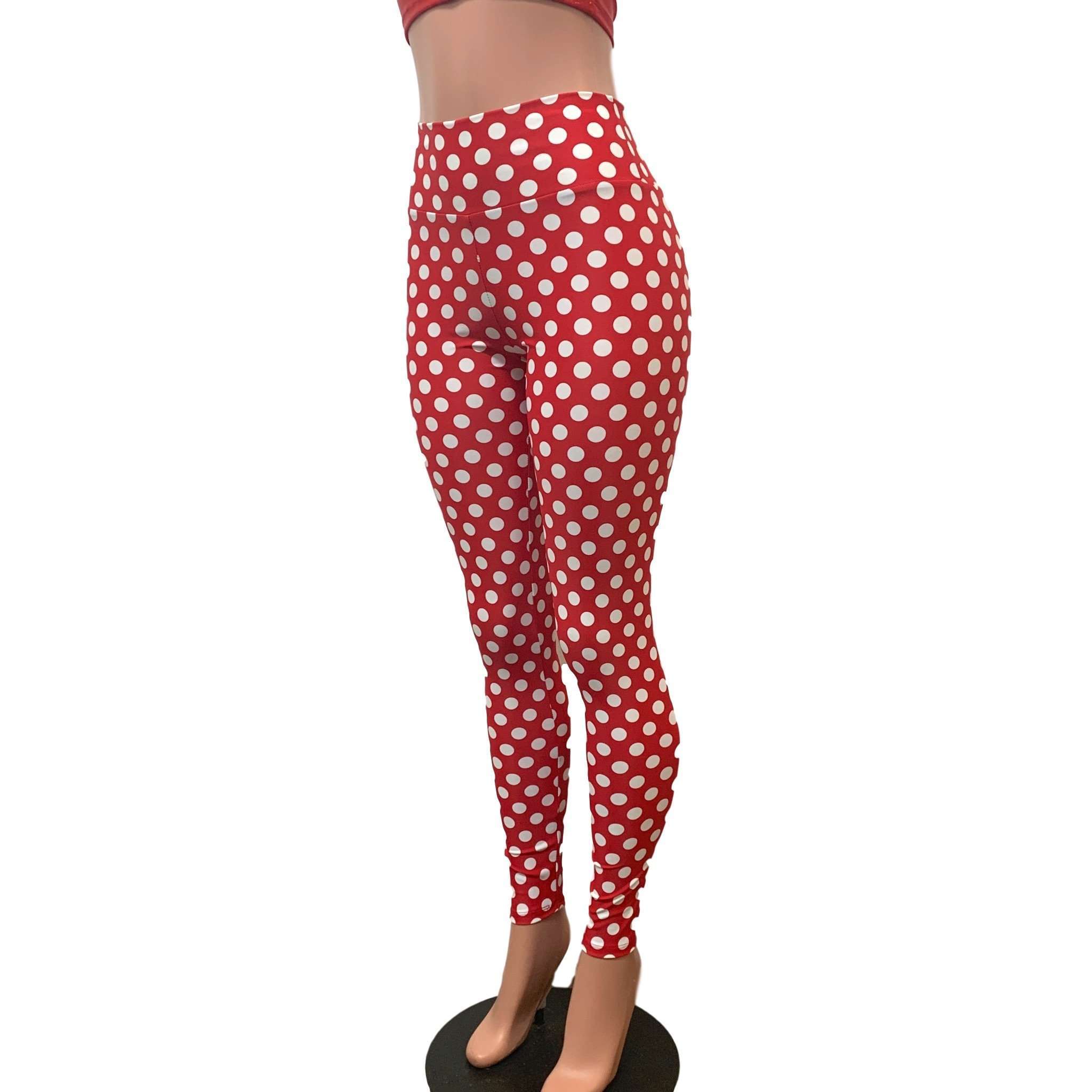 High Waisted Leggings - Red & White Polka Dot Minnie– Peridot