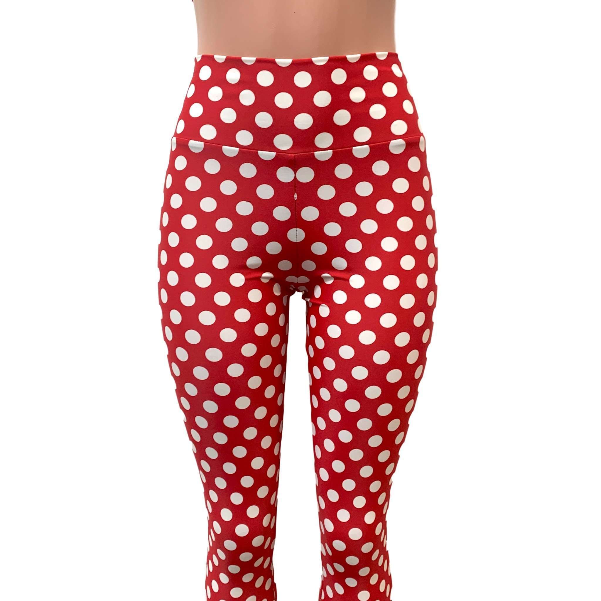 Red And White Polka Dot Plus Size Women Leggings, Printed Designer Chr –  Starcove Fashion