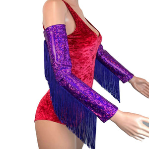 Holographic Fringe Red Shattered Glass Arm Sleeves
