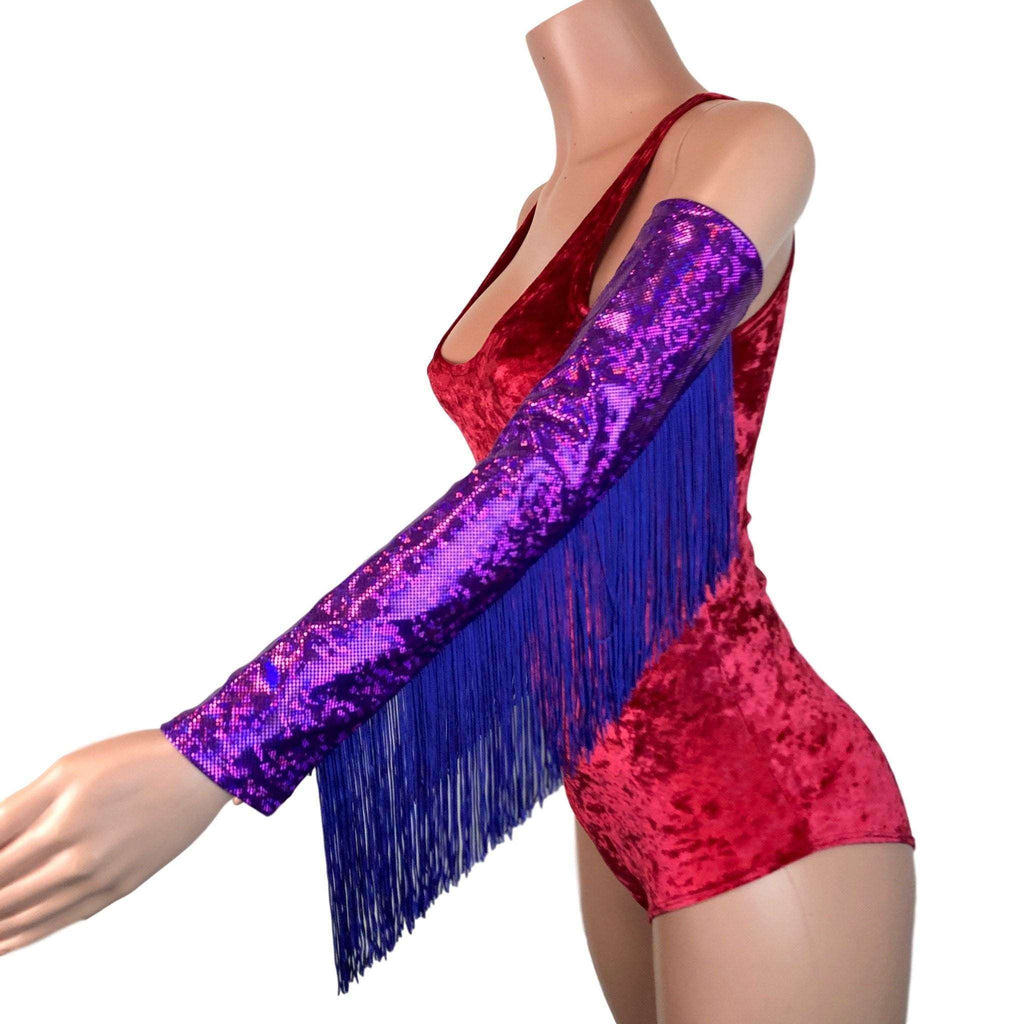 Holographic Fringe Purple Shattered Glass Arm Sleeves - Peridot Clothing