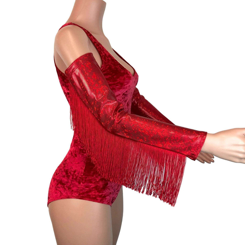 Holographic Fringe Red Shattered Glass Arm Sleeves - Peridot Clothing