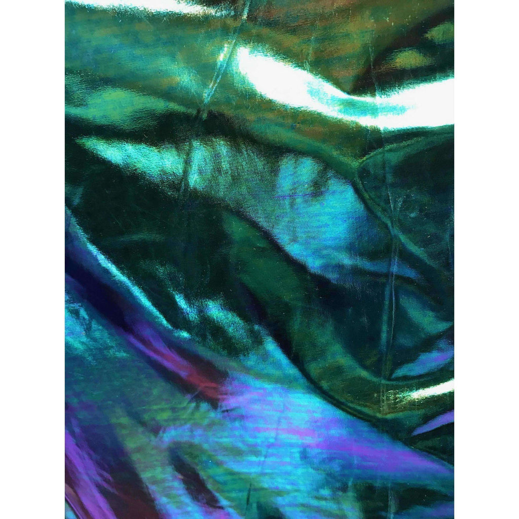 Holographic Oil Slick Poly Spandex Stretch Fabric by-the-yard - Peridot Clothing
