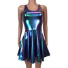 Holographic Oil Slick Skater fit n flare Tank Dress - Peridot Clothing