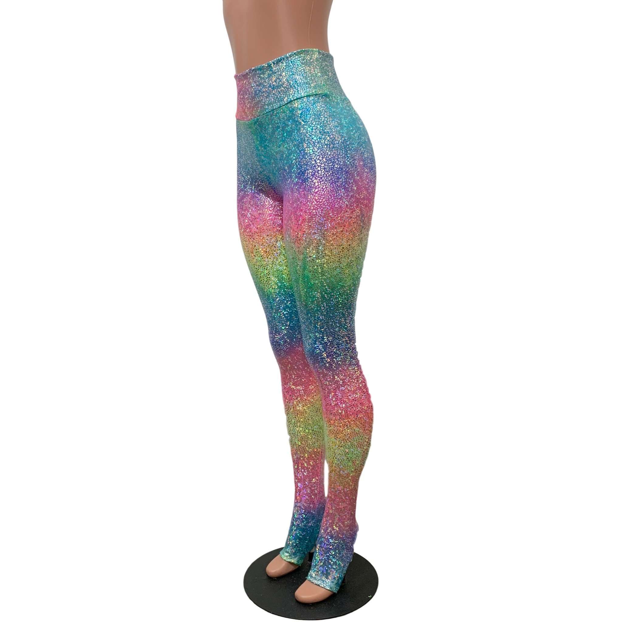 Holographic Rainbow Stirrup Leggings