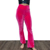 Crossover V-Waist Bootcut Flare Pants - Neon Hot Pink Velvet - Peridot Clothing
