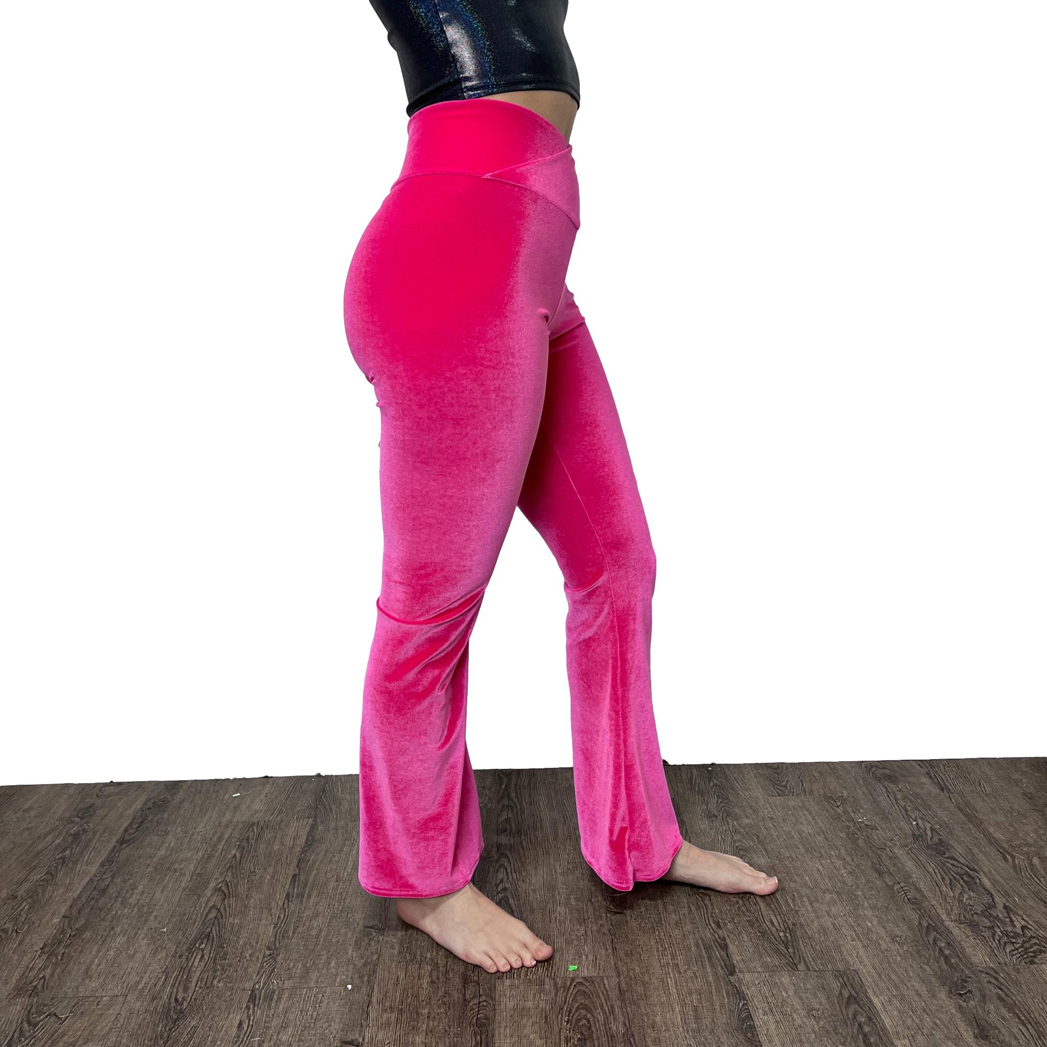 Crossover V-Waist Bootcut Flare Pants - Neon Hot Pink Velvet– Peridot  Clothing