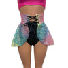 Lace-Up Corset Skirt - Rainbow Avatar w/ Black Sparkle Ties - Peridot Clothing