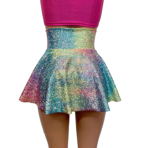 Lace-Up Corset Skirt - Rainbow Avatar w/ Black Sparkle Ties - Peridot Clothing