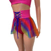 Lace-Up Corset Skirt - Rainbow Mesh w/Pink Sparkle - Peridot Clothing