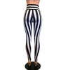 Lace-Up High Waist Leggings - Black & White Striped - Peridot Clothing