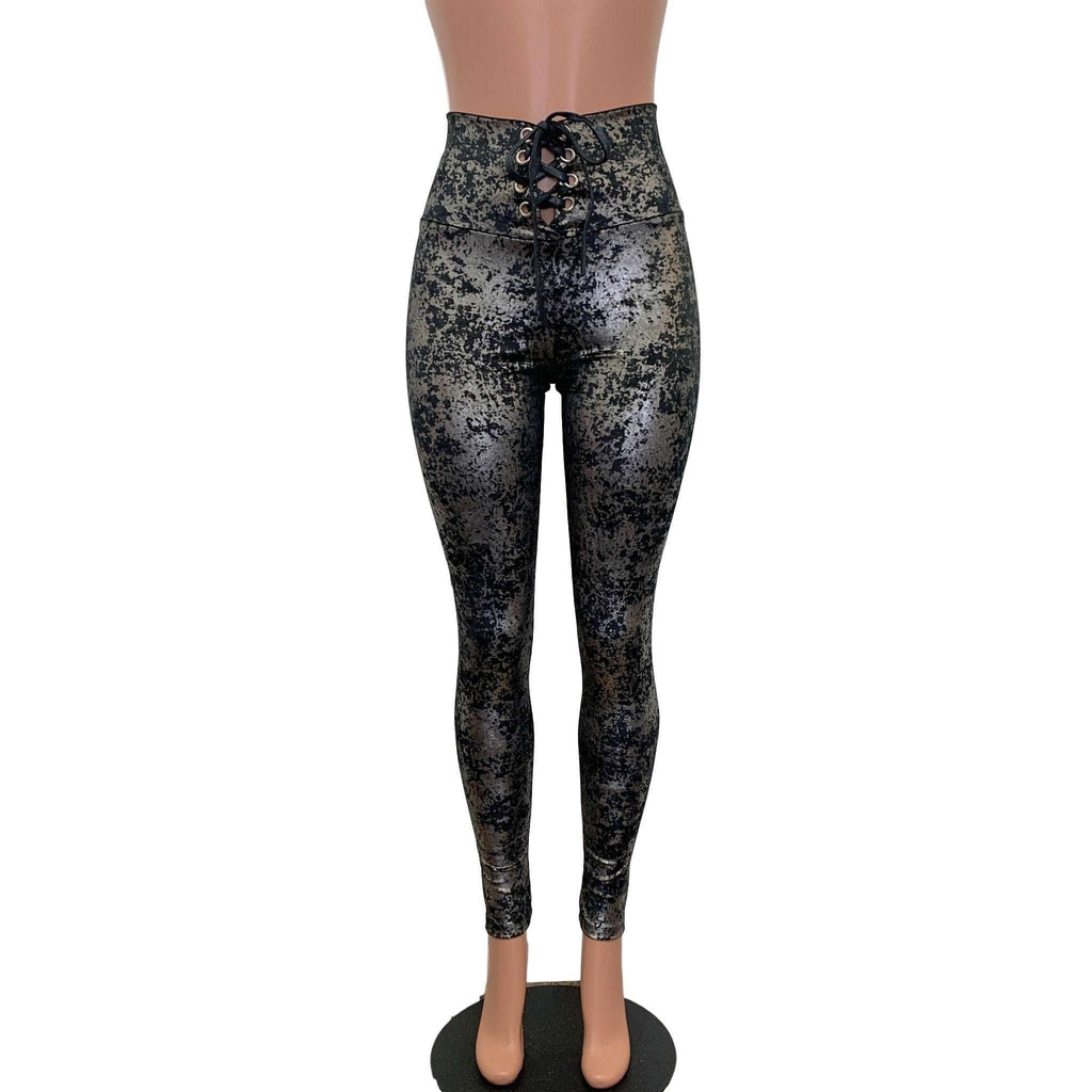 Gold and White Holographic Mystique *Mid-Rise* Leggings Pants– Peridot  Clothing