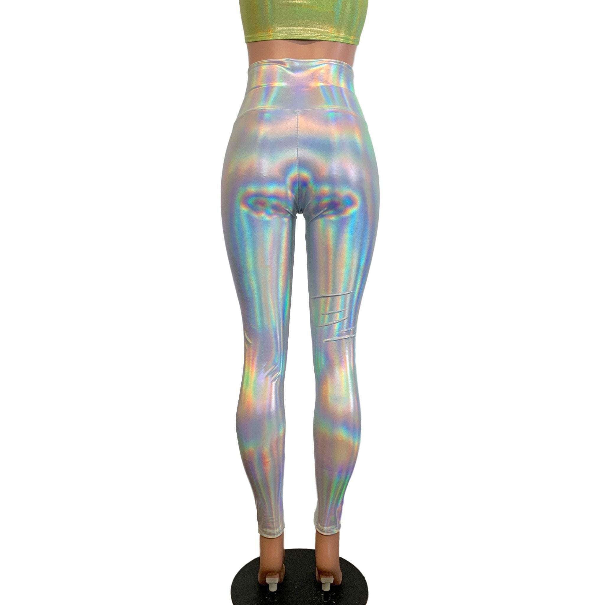 Lace-Up High Waist Leggings - Opal Holographic Iridescent– Peridot Clothing