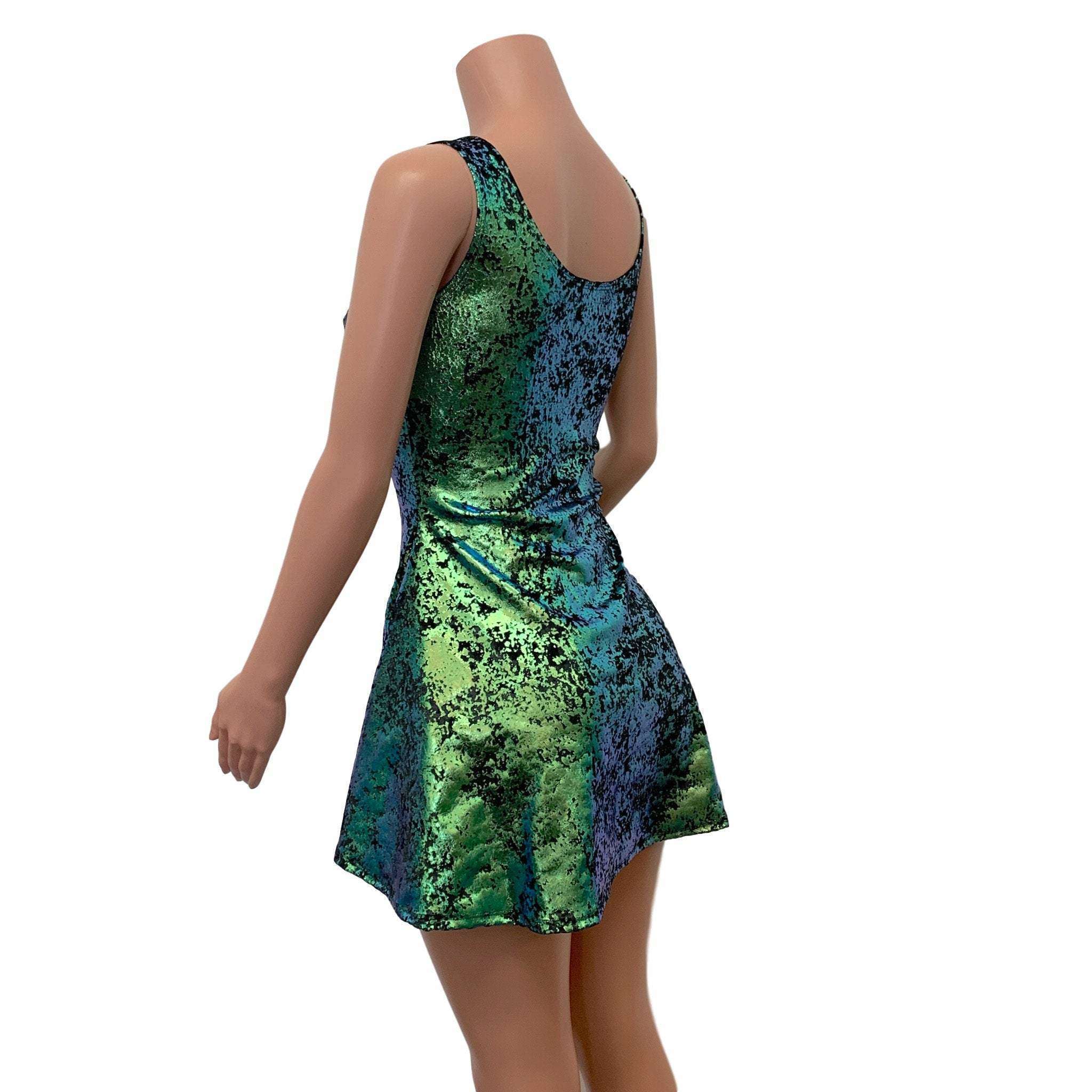 Lace-Up Open-Front Dress - Green on Black Gilded Velvet Peridot Clothing Lace-Up Open-Front Dress - Green on Black Gilded Velvet Peridot Clothing