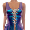 Lace-Up Open-Front Dress - Oil Slick Holographic - Peridot Clothing