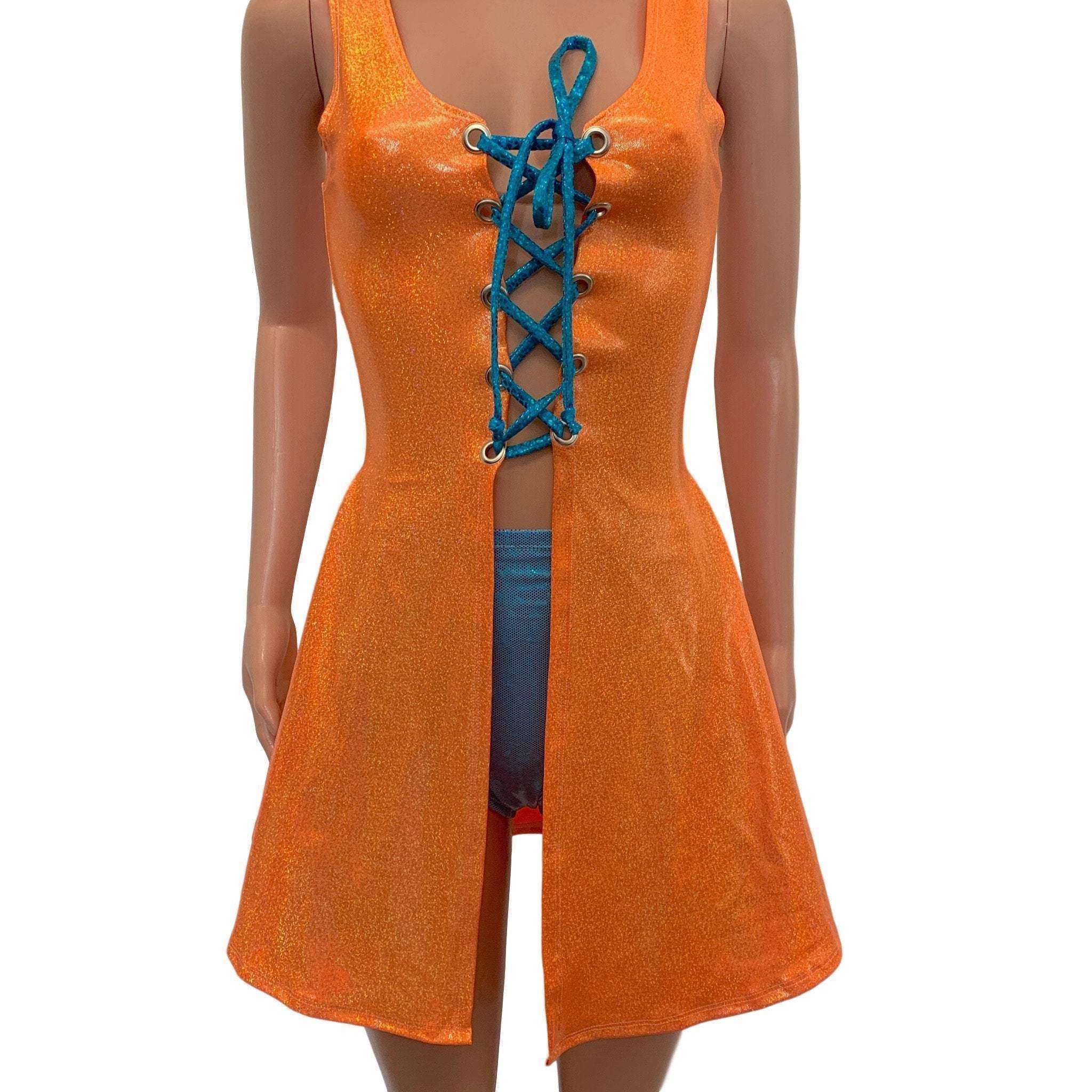 Lace-Up Open-Front Dress - Orange Sparkle Peridot Clothing Lace-Up Open-Front Dress - Orange Sparkle Peridot Clothing