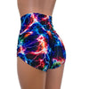 Lace-Up Ruched High Waist Booty Shorts - Cosmic Thunder - Peridot Clothing