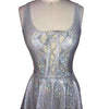 Lace-Up Silver Holographic Skater fit n flare Dress - Peridot Clothing