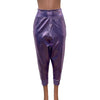 Harem Pants Drop-Crotch w/Pockets - Metallic Lilac Purple Joggers - Peridot Clothing