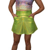 Lime Green Holographic A-line Skirt w/Optional Pockets - Peridot Clothing
