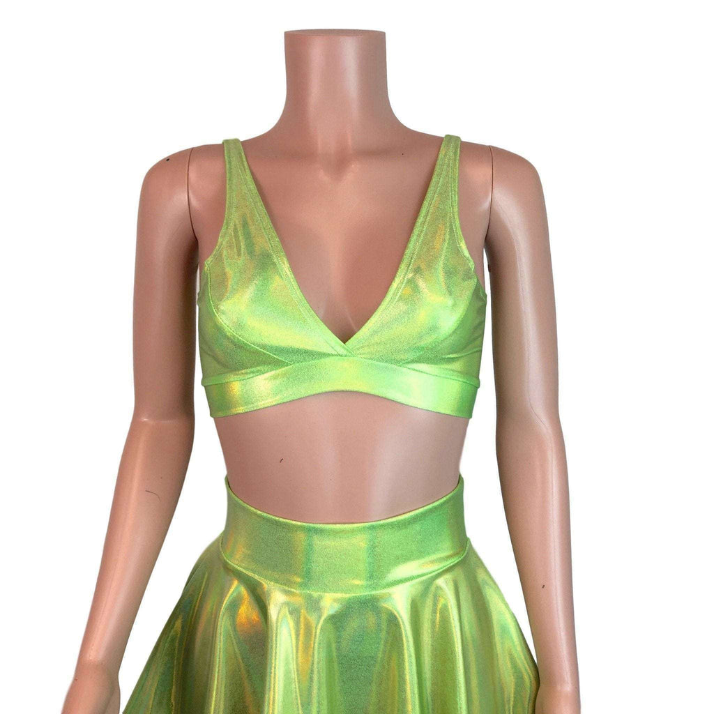 Lime Green Holographic Bralette - Peridot Clothing