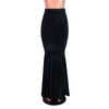 Long Mermaid Skirt - Black Velvet Fit n Flare Maxi Skirt - Peridot Clothing