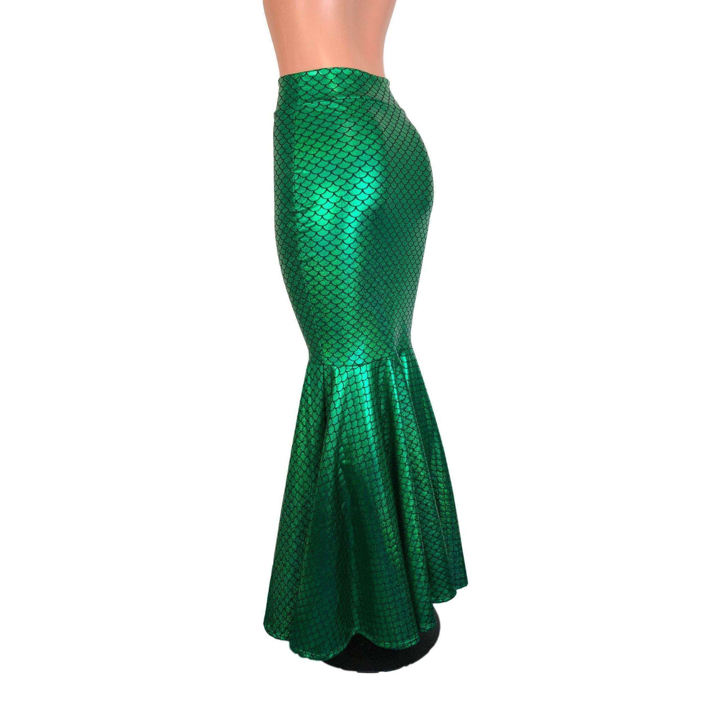 P149 Green sequins Mermaid Skirt Fish Ariel tail Costume swimable park  version
