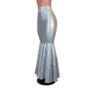 Long Mermaid Skirt - Silver on White Shattered Glass Fit n Flare Maxi Skirt - Peridot Clothing