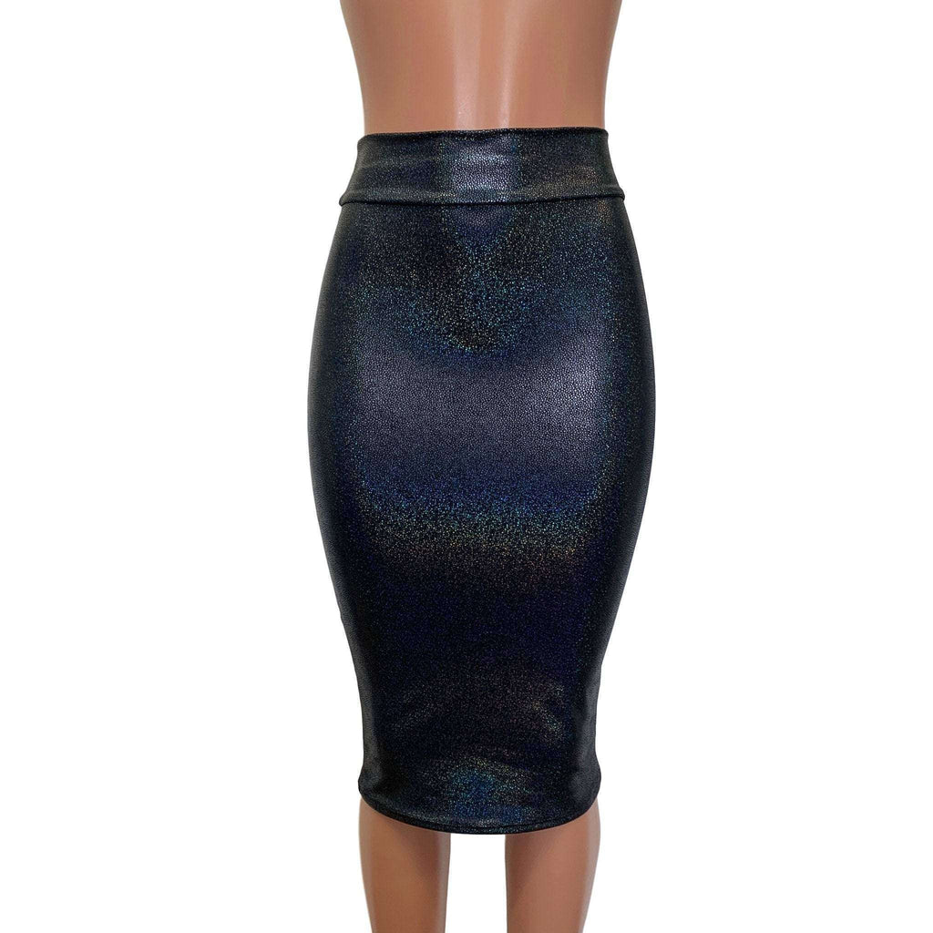 Long Pencil Skirt - Black Holographic - Peridot Clothing