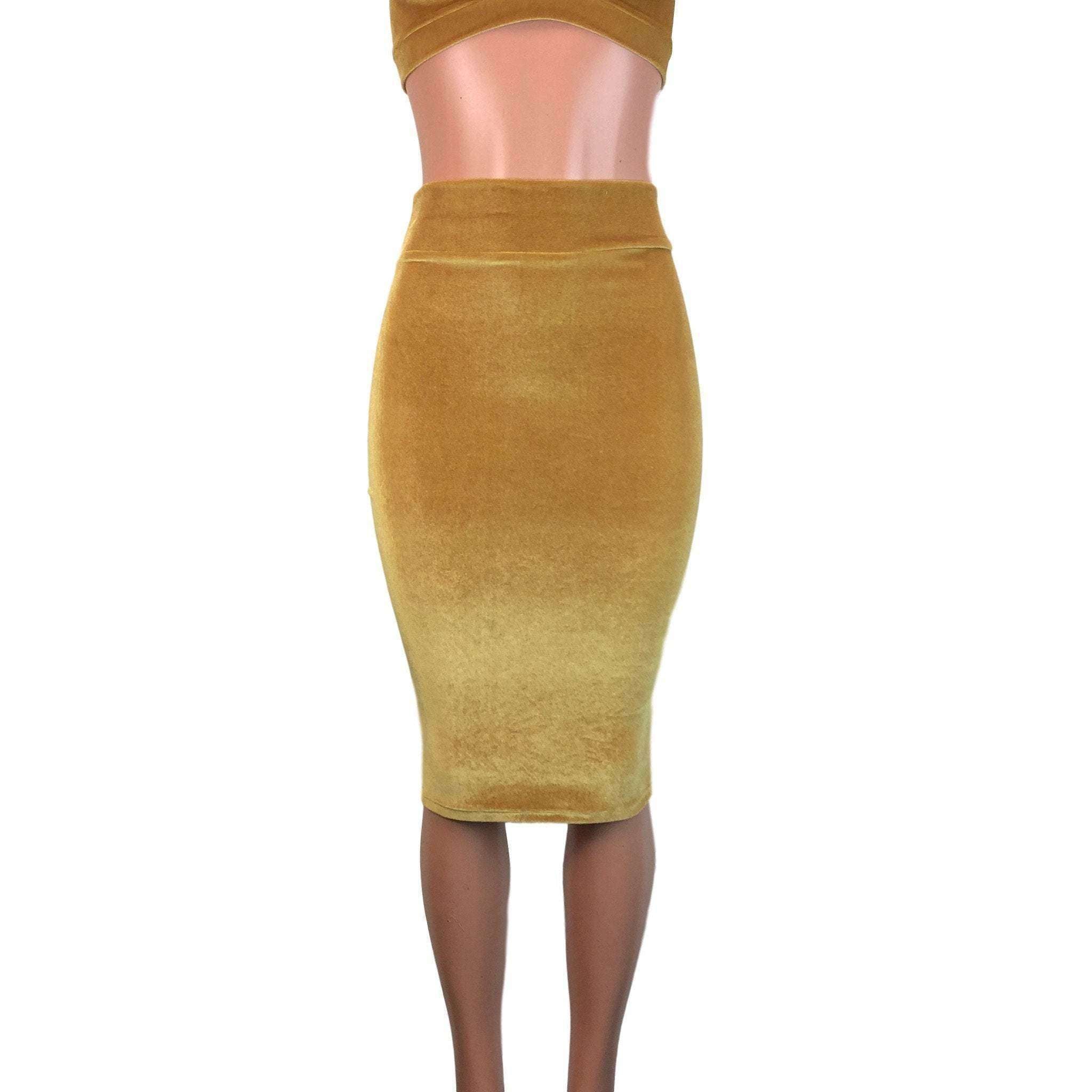 Long Pencil Skirt - Gold Velvet XSmall Long Pencil Skirt - Gold Velvet XSmall