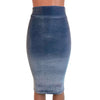 Long Pencil Skirt - Smoky Blue Velvet - Peridot Clothing