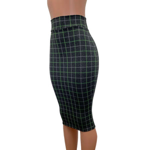 Long Pencil Skirt - Soft Gray Plaid - Bodycon Skirt - Midi Skirt - Peridot Clothing