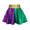 CHILD Mardi Gras Holographic High Waisted Skater Skirt - Mardi Gras Costume - Peridot Clothing