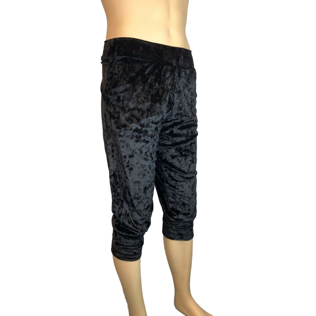 Men's Black Crushed Velvet Joggers w/ Pockets - Peridot Clothing