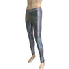 Men's Gleaming Silver Holographic Leggings, Meggings - Peridot Clothing