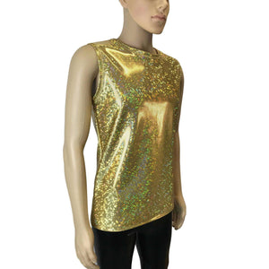 Men's Gold Holographic Shattered Glass Tank Muscle Shirt - Peridot Clothing