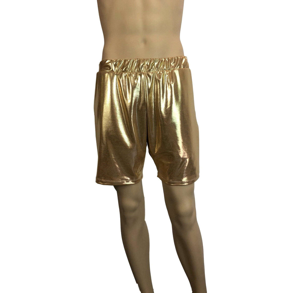 Men's Gold Mystique Metallic Shorts W/ Pockets - Peridot Clothing