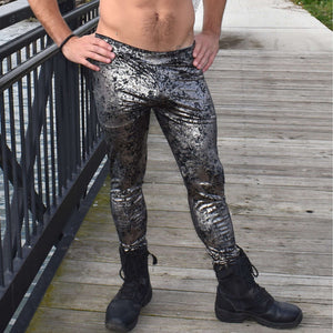 Men's Gunmetal on Black Gilded Velvet Leggings - Peridot Clothing