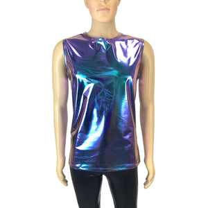 Men's Holographic Oil Slick Tank, Men's Holo Muscle Shirt - Peridot Clothing