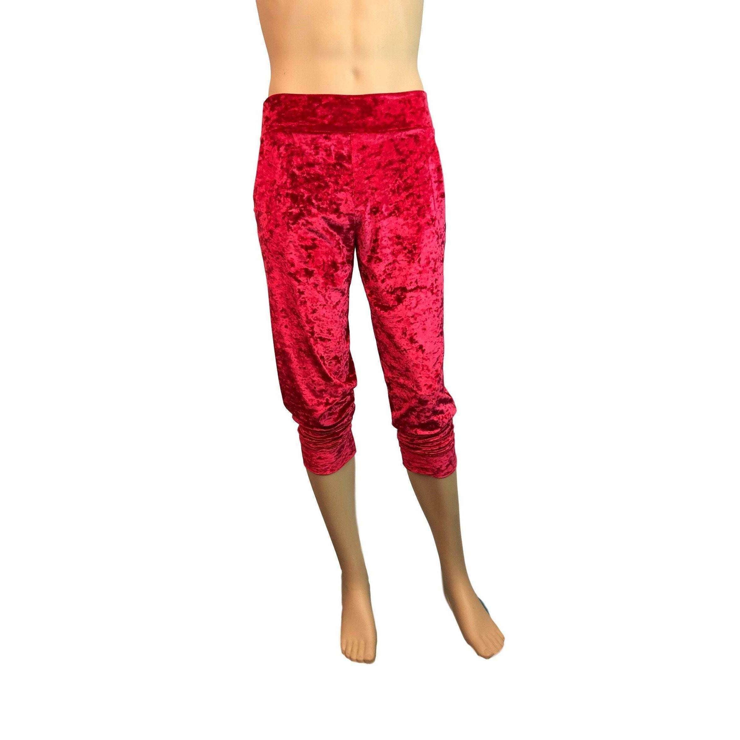 Men's Red Crushed Velvet Jogger Pants w/ Pockets | Peridot