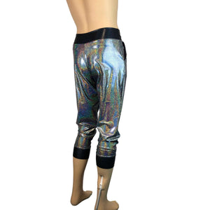 Men's Silver/Black Holographic Mystique Metallic Jogger Pants w/ Pockets - Peridot Clothing