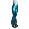 Mermaid Bell Bottoms - Turquoise Metallic Scales Flare Pants - Peridot Clothing