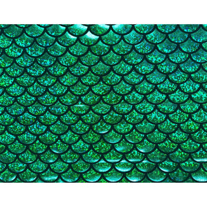 Mermaid Holographic Green Scales Poly Spandex Stretch Fabric by-the-yard - Peridot Clothing
