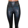 Mermaid Leggings - Black Holographic High Waist Pants - Peridot Clothing