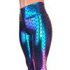 Mermaid Scale Holo Holographic High Waisted Leggings Pants - Peridot Clothing