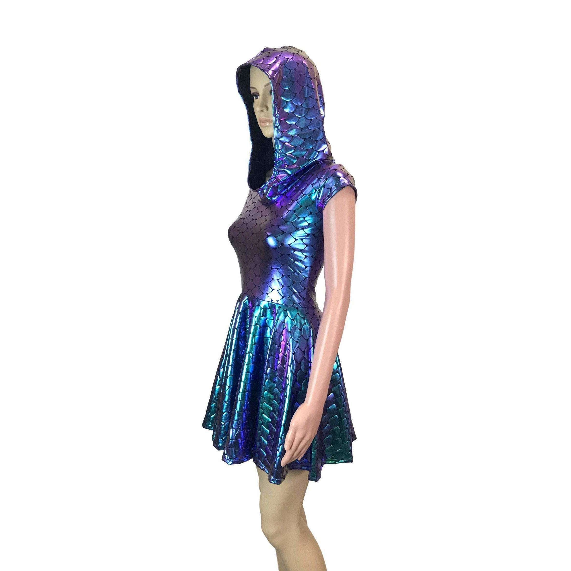hooded skater dress Sleeveless Black Mystique Hoodie Skater Dress with Soft Knit Black Zen Hood Lining