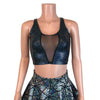 Mesh Inset Crop Tank - Black Shattered Glass Holographic - Peridot Clothing