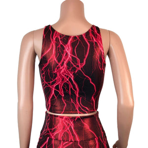 Mesh Inset Crop Tank - Red Lightning Metallic - Peridot Clothing