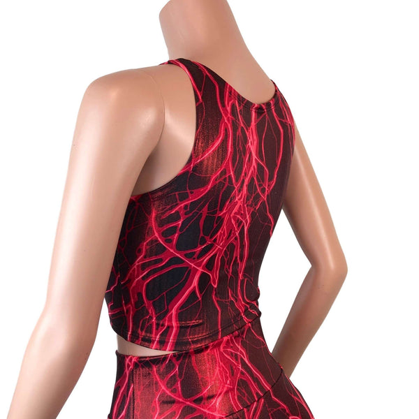 Mesh Inset Crop Tank - Red Lightning Metallic | Peridot Clothing