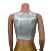 Mesh Inset Crop Tank Top - Opal Holographic - Peridot Clothing
